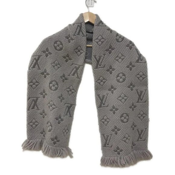 Auth LOUIS VUITTON Echarpe Logomania M74742 Gris Perle - GM0197 Scarf - Picture 3 of 6